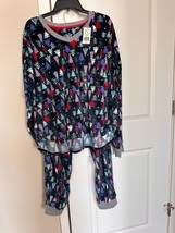 BNWT Cuddl Duds 2pc Women&#39;s Sleepwear set, Size XXL, Teal Print, Poly/sp... - £31.27 GBP