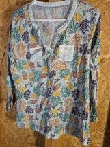 kim rogers cotton floral top xl - $14.85