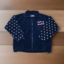 Bear Ridge USA Flag Print Patriotic Fleece Jacket Mens Size Large Full Z... - $47.52