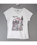 Traditional Craftwear Belfast Ireland V-Neck T-Shirt Women&#39;s XXL White S... - $459.38 MXN