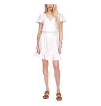 Michael Michael Kors Women&#39;s Julia Eyelet Flutter Sleeve Dress White L B4HP - £30.56 GBP