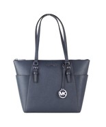 Michael Kors Charlotte Logo and Leather Top-Zip Tote Bag 35T0GCFT7L Navy... - £116.28 GBP