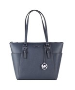 Michael Kors Charlotte Logo and Leather Top-Zip Tote Bag 35T0GCFT7L Navy... - £112.34 GBP