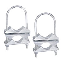 Double Antenna Mast Clamp V-Jaw Bracket U Bolts Pipe Mounting Hardware 2 Sets Fo - £23.44 GBP