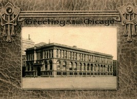 Greetings From Chicago IL Public Library 1908 Postcard Hand Pencil Cancel - £6.93 GBP