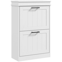 HOMCOM Narrow Entryway Shoe Cabinet with 2 Flip Drawers, White - $2,640.63 MXN