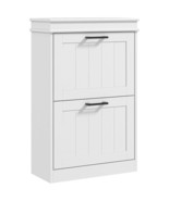 HOMCOM Narrow Entryway Shoe Cabinet with 2 Flip Drawers, White - $2,593.21 MXN
