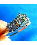 Earth mined Diamond Deco European cut Engagement Ring 14K Gold Vintage S... - $5,885.25