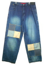 Vokal Jeans Mens Size 40 Blue Loose Baggy 90s Vintage Y2K Straight Patches - £46.98 GBP