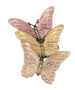 3 Butterflies Pink Purple Silver Tone Silver tone Lightweight Pin - £9.49 GBP