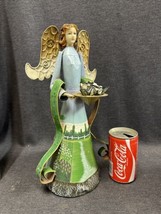 Hand Painted Rustic Metal Angel Statue Primitive Style 14” Tall - £11.67 GBP