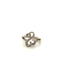 Vintage Sterling Signed Jwbr Jane Seymour Double Infinity Heart Diamonds Ring 4 - £59.34 GBP