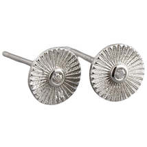 Anyco Earrings Fashion Stud Simple Round Sun Pattern Mini Small Sterling Silver  - £15.02 GBP