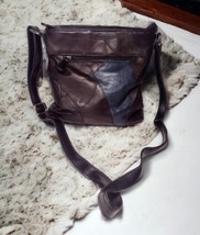 Jaclyn Smith Leather Patchwork Crossbody Purse Bag Boho Retro Brown Blue... - $16.14