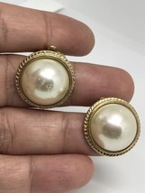 Vintage Carolee Faux Pearl Gold Tone Clip On Earrings Some Scratches - £20.10 GBP