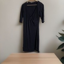 prAna Black Faux Front Wrap 3/4 Sleeve Dress Womens Size Medium Stretch - $19.96