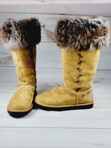 UGG Boots Australia Rosana Fur Cuff Style 1008044 Chestnut Wool Brown Boots Sz 7 - £39.27 GBP