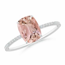 Authenticity Guarantee 
Cushion Morganite Ring with Diamond Accents in 14K Wh... - £1,025.86 GBP