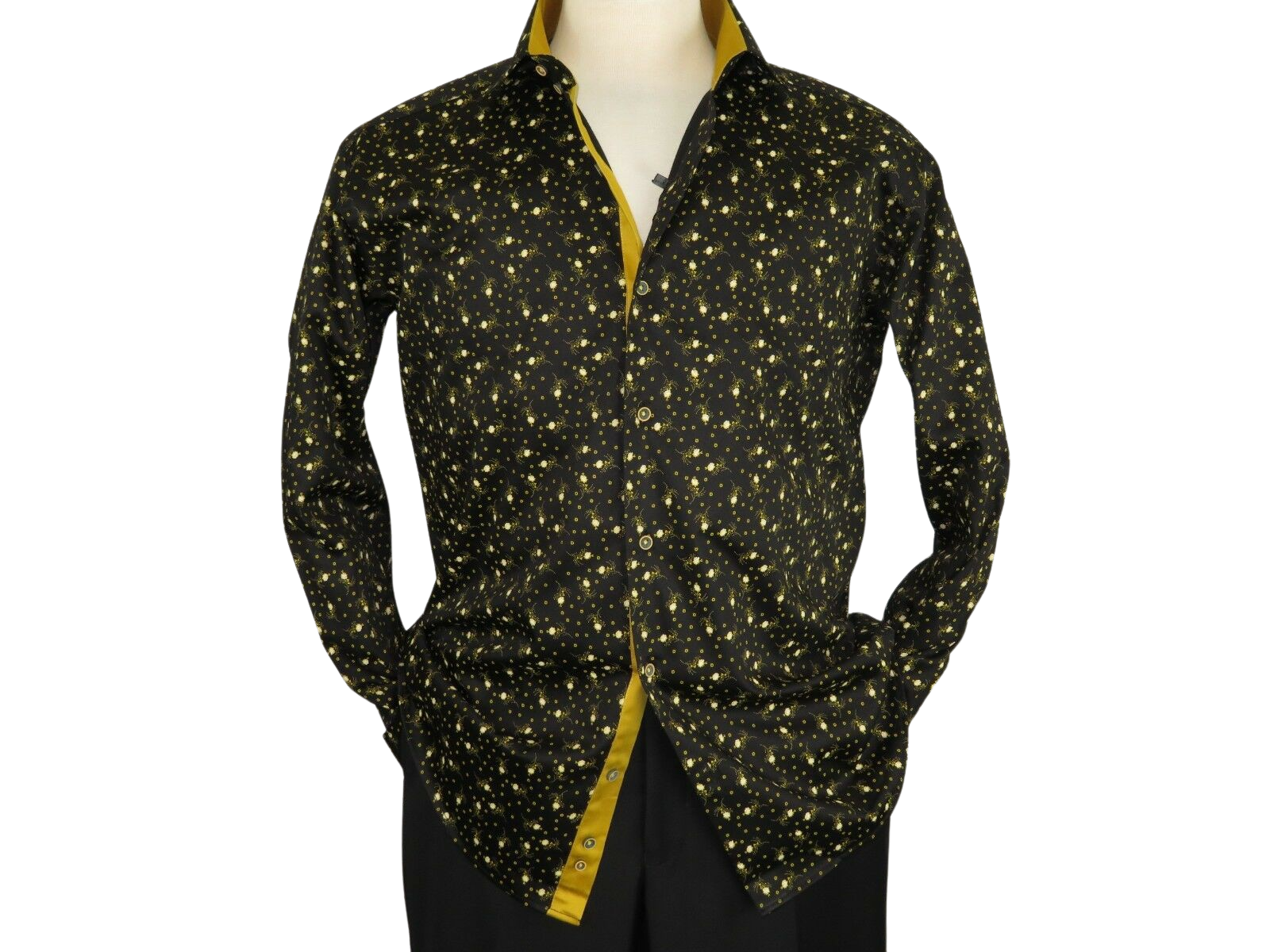 Primary image for Men Shirt J.Valintin Turkey Usa Egyptian Cotton Axxess Style 2Z50-06 Black