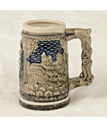 VTG Miniature Beer Stein Raised Relief 4&quot; Tall Ceramic Mug Japan Navy Bl... - €12,25 EUR