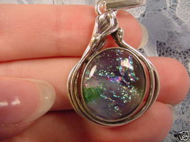 (#D1-98N), Dichroic Fused Glass Pendant Jewelry Sterling Silver - £48.40 GBP