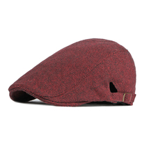 Burgundy British Striped Beret Hat - £15.01 GBP