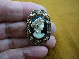 (CS24-16) ROMAN Lady black white CAMEO Pin Pendant Jewelry brooch necklace - £22.64 GBP