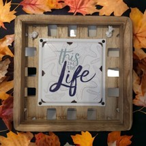 THIS IS LIFE Spell Out Farmhouse Plaque Wall Decor Rustic Wood Sign Metal Paint - £13.91 GBP