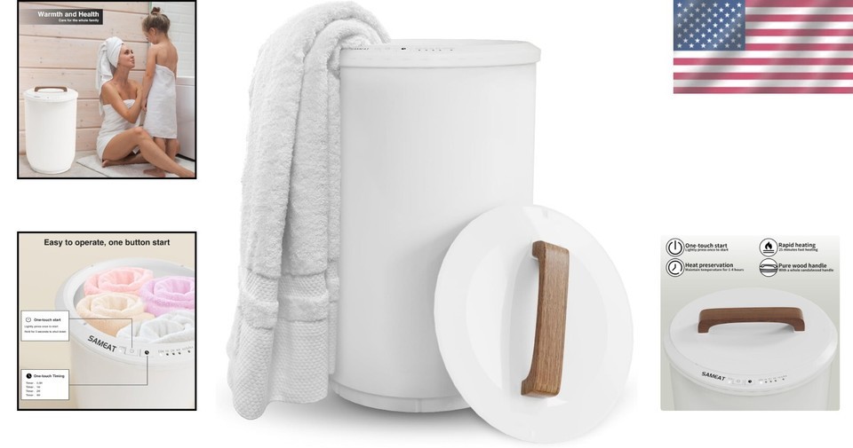 Extra Large Heated Towel Warmer with Timer - Safe Auto Shut Off & Wood Handle Item image 2