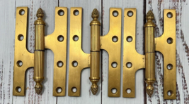 3 Antique Brass Door Hinges Pinecone Pineapple Acorn Finial Liftoff Gravity - £162.38 GBP