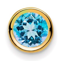 14K Gold 6mm Blue Topaz December Bezel Pendant Jewelry 8.4mm x 7.5mm - £38.95 GBP