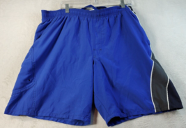 Speedo Swim Trunks Shorts Mens Large Blue 100% Polyester Pockets Elastic Waist - £10.22 GBP