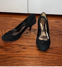 Alfani Women&#39;s Cade Wisteria Knot Suede Leather Pump Heels Black Size 8 M - £24.12 GBP