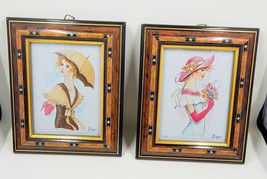 Framed Prints Victorian Ladies Signed Berger Embossed Gold Accent Made in Italy - £23.88 GBP