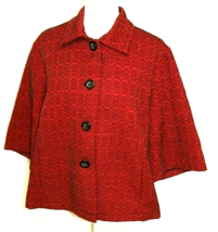 COLDWATER CREEK PETTI COAT JACKET XL  RED &amp; BLACK COLLARED BUTTON FRONT ... - £14.01 GBP