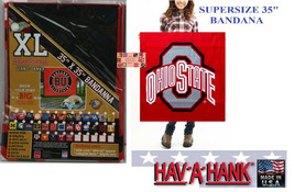 Hav-A-Hank 35&quot; Ohio State Buckeye Xxl Giant Bandana Scarf Wrap Wall Hanging Flag - £21.75 GBP