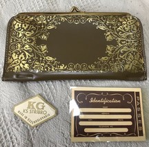 Vintage Brown w/ Gold Leaf KG KS Stribro Czechoslovakia Clutch Purse Wallet - £37.99 GBP