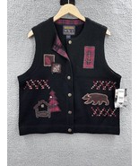NWT VTG Woolrich Boiled Wool Button Vest Sleeveless Cabin Lodge Black Si... - $635.22 MXN