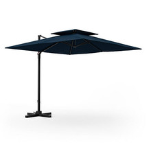 9.5 Feet Cantilever Patio Umbrella with 360?° Rotation and Double Top-Navy - Col - $302.44 CAD