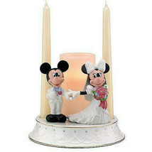 Lenox Mickey Minnie Wedding Unity Candle Holder Figurine Bride &amp; Groom New - £57.34 GBP