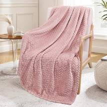 Pink Fleece Throw Blanket For Couch And Bed, 50X70 Inches Soft Cozy 3D Decorativ - £12.76 GBP