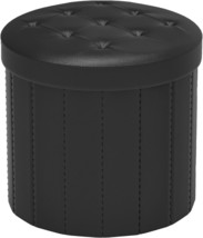 Bsketa® Folding Storage Ottoman Round 14&quot; X 14&quot; X 13&quot;Inch, Foot Stool, B... - $38.99
