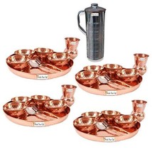 Prisha India Craft  Set of 4 Dinnerware Traditional 100% Pure Copper Dinner Set  - £227.04 GBP