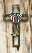 Ebros Western USA Flag Military Patriotic Fallen Soldier Memorial Wall Cross - £22.44 GBP