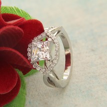 2.50CT CZ Solitaire Princess Crossover Engagement Ring in 925 Gold Over Size 4.5 - £49.27 GBP