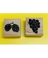 JRL Design Wooden Rubber Stamps Raspberry Grapes Set of 2 Fruit Stamp - £7.07 GBP