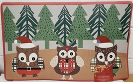 ANTI-FATIGUE NONSLIP FLOOR MAT (18&quot; x 30&quot;) 3 WINTER OWLS &amp; CHRISTMAS TRE... - £20.09 GBP