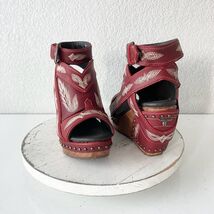 Lane Boots LEXINGTON Womens Red Wedges 7.5 Western Sandals Cowgirl Woode... - $158.40