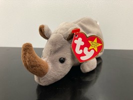 Retired *Spike* 1996 Ty Beanie Baby ~ 6&quot; Rino~ Used~ Cute! ~ - $2.25