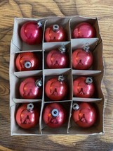 Lot Of 12 Very Vintage Unbranded Glass Ornaments Red Made in the U S of A - £15.21 GBP